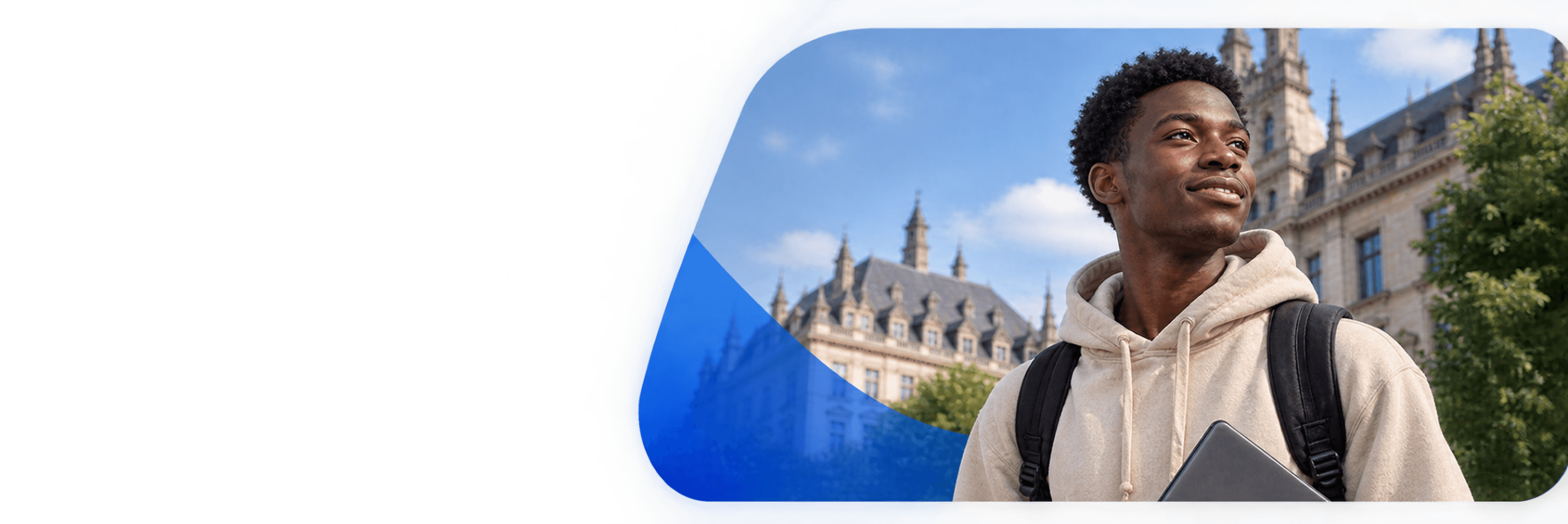 Studente davanti a un monumento europeo